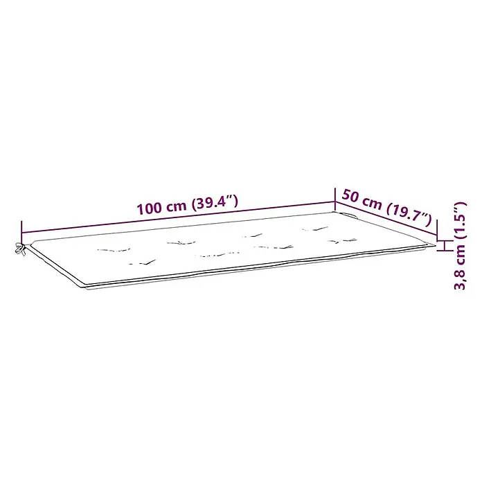 Furnicato Gartenbank Teakholz lackiert - B x T x H: 112 x 55 x 94 cm, Creme - Rechteckiges helles Kissen mit Bindebändern, 100x50x3,8 cm (39.4x19.7x1.5 Zoll), ideal für Sitzgelegenheiten oder Gartenmöbel.