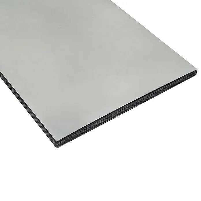 Furnicato Gartenbank Douglasienholz lackiert - B x T x H: 40 x 60 x 43 cm, Verzinkter Stahl - Stapel rechteckiger, hellgrauer Metallplatten mit dunklen Kanten.
