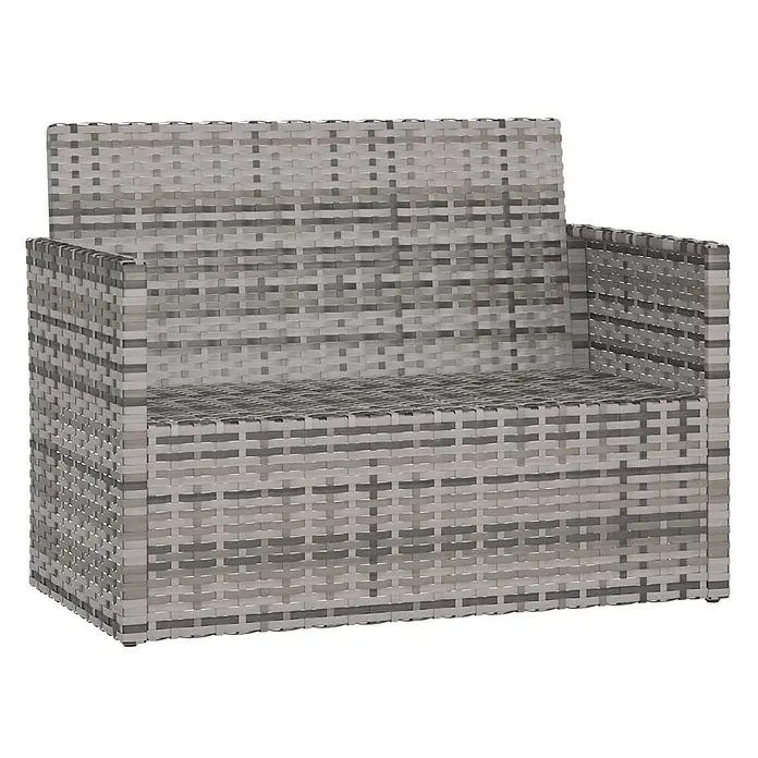 Furnicato Gartenbank - Grau - Graues geflochtenes Rattan-2-Sitzer-Outdoor-Sofa.