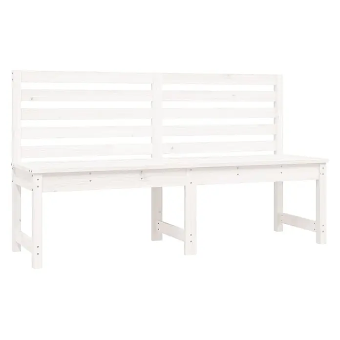 Furnicato Gartenbank Kiefer-Massivholz - B x T x H: 48 x 157,5 x 91,5 cm, Weiße Kiefer - Weiße bemalte Holzbank mit Lattenrückenlehne.