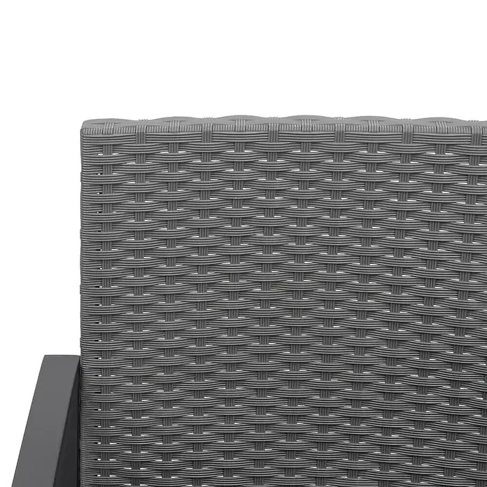 Furnicato Gartenbank PP-Rattan Anthrazit - B x T x H: 103,5 x 57 x 77,5 cm, Dunkelgrau - Graue, geflochtene Rückenlehne im Rattan-Stil mit Armlehne.