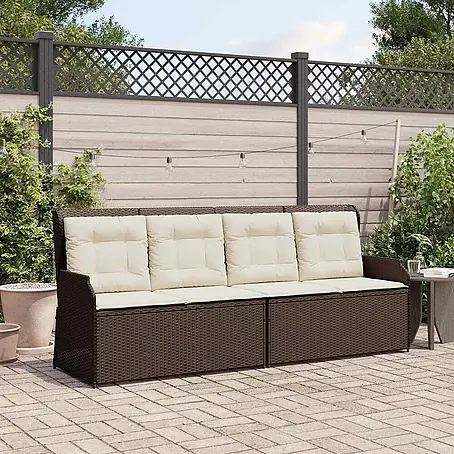 Furnicato  Gartenbank Poly-Rattan Cremeweiß