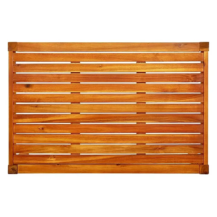 Furnicato Gartenbank Akazienholz geölt - B x T x H: 66 x 179 x 180 cm, Dunkelgrau - Brauner Sichtschutzzaun aus Holz mit horizontalen Lamellen.