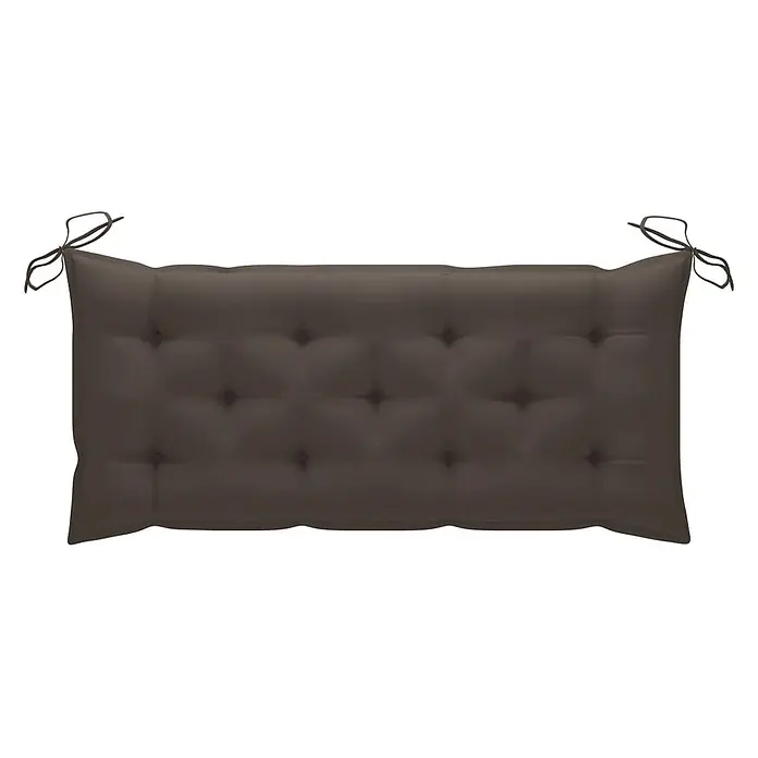 Furnicato Gartenbank Bambus Taupe - B x T x H: 55 x 120 x 90 cm, Taupe - Dunkelbraunes getuftetes Bankkissen mit Bändern.