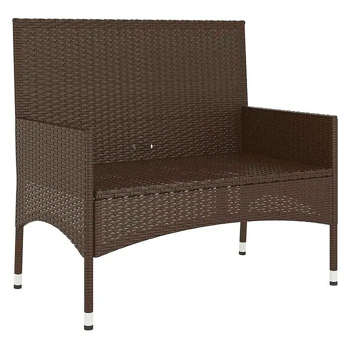 Furnicato Gartenbank PE-Rattan - B x T x H: 90 x 51 x 85 cm, Braun - Braune Rattan-Gartenbank mit Armlehnen und hoher Rückenlehne, für den Außenbereich geeignet.