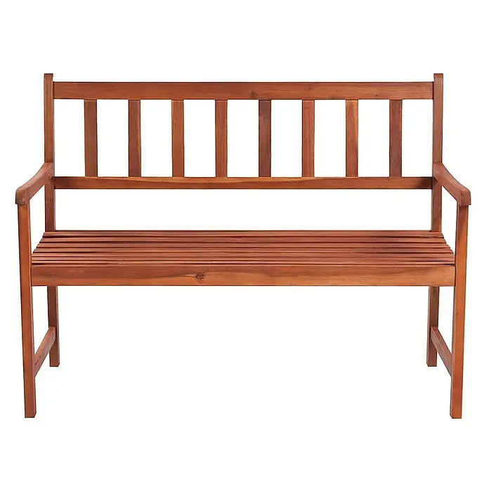 Furnicato Gartenbank Akazienholz geölt - B x T x H: 58 x 120 x 90 cm, Schwarz - Braune Holzgartenbank mit Lattenrostsitz und Rückenlehne.
