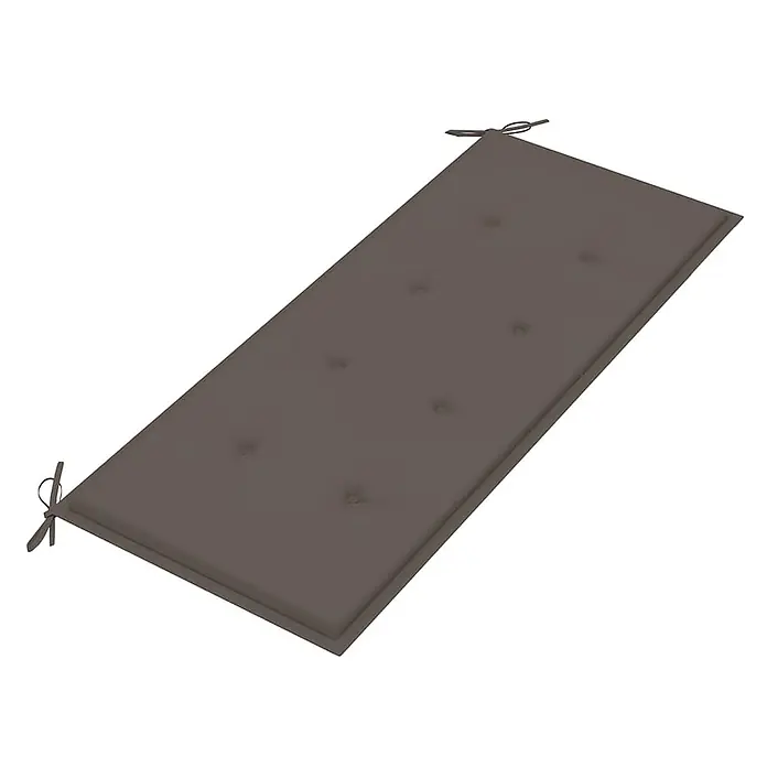Furnicato Gartenbank Akazienholz geölt - B x T x H: 58 x 120 x 90 cm, Taupe - Rechteckiges, dunkelgraues Sitzkissen mit Knöpfen und Bändern zum Befestigen.