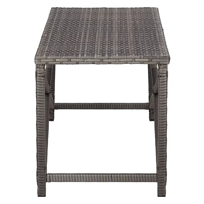 Furnicato Gartenbank PE-Rattan - B x T x H: 120 x 40 x 43 cm, Grau - Rechteckiger grauer Outdoor-Beistelltisch aus Polyrattan.