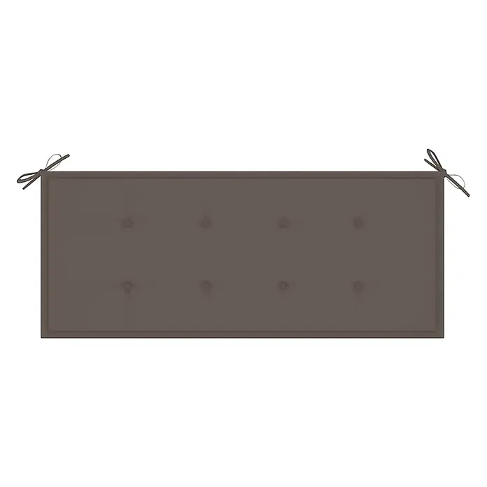 Furnicato Gartenbank Akazienholz geölt - B x T x H: 58 x 120 x 90 cm, Taupe - Rechteckiges, dunkelbraunes, gestepptes Kissen mit Bändern an zwei Ecken.