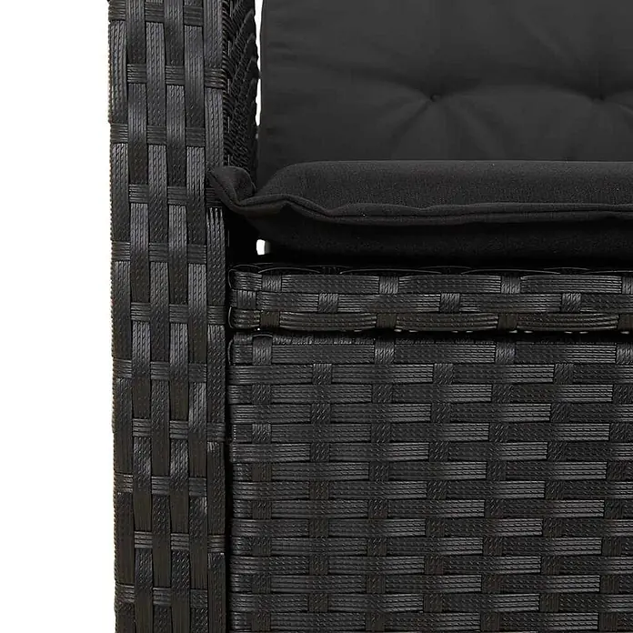 Furnicato Gartenbank - B x T x H: 105 x 90 x 83 cm, Schwarz - Schwarze geflochtene Outdoor-Möbel mit schwarzen Sitz- und Rückenkissen.