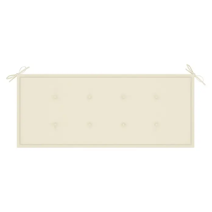 Furnicato Gartenbank Akazienholz geölt - B x T x H: 58 x 120 x 90 cm, Creme - Cremefarbenes, rechteckiges, getuftetes Bankkissen mit Befestigungsbändern.