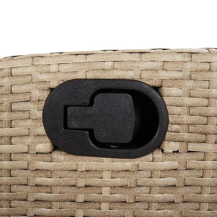 Furnicato Gartenbank - B x T x H: 59 x 86 x 93 cm, Beige und Creme - Schwarzer Kunststoff-Relaxgriff in hellbraunem Rattan-Geflechtmaterial eingebettet.