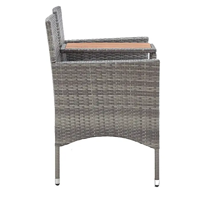 Furnicato Gartenbank PE-Rattan - B x T x H: 143 x 65 x 88 cm, Grau - Graue Rattan-Gartenbank mit integrierter Holztischplatte.