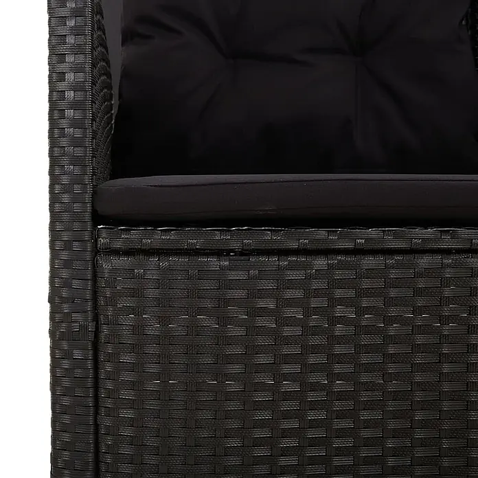 Furnicato Gartenbank - Schwarz - Schwarzer Polyrattan-Gartenstuhl mit weichen schwarzen Kissen.