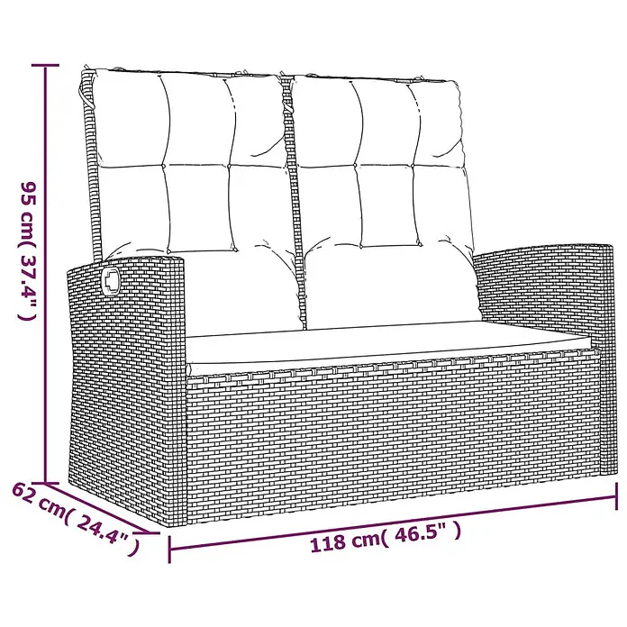 Furnicato Gartenbank - Grau - 2-Sitzer Gartensofa im Rattan-Design mit weichen Kissen.