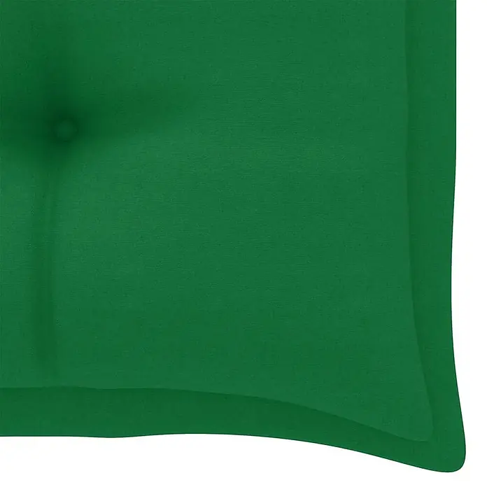 Furnicato Gartenbank Teakholz lackiert - B x T x H: 112 x 55 x 94 cm, Grün - Grünes gestepptes Kissen mit Knopf, zum Sitzen geeignet.