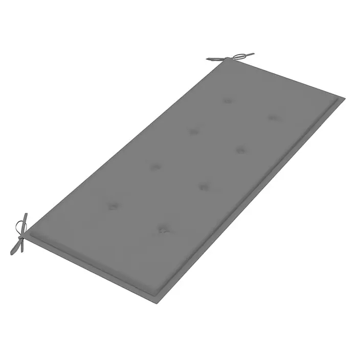 Furnicato Gartenbank Akazienholz geölt - B x T x H: 58 x 120 x 90 cm, Grau - Graues, rechteckiges Bankkissen mit Heftungen und Bändern.