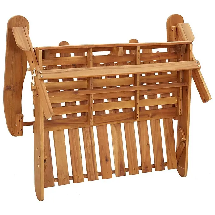 Furnicato Gartenbank Akazien-Massivholz geölt - B x T x H: 126 x 84 x 90 cm, Natur - Klappbare Gartenbank aus Holz, in ihrem kompakten, zusammengeklappten Zustand gezeigt.
