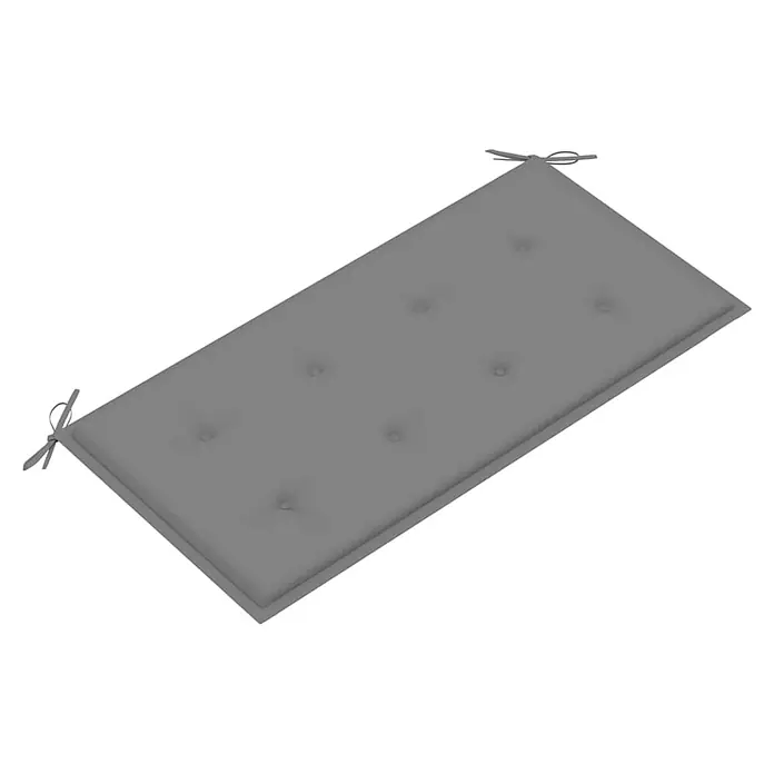 Furnicato Gartenbank Teakholz lackiert - B x T x H: 112 x 55 x 94 cm, Grau - Graues, rechteckiges, getuftetes Kissen mit Bindebändern an den Enden.