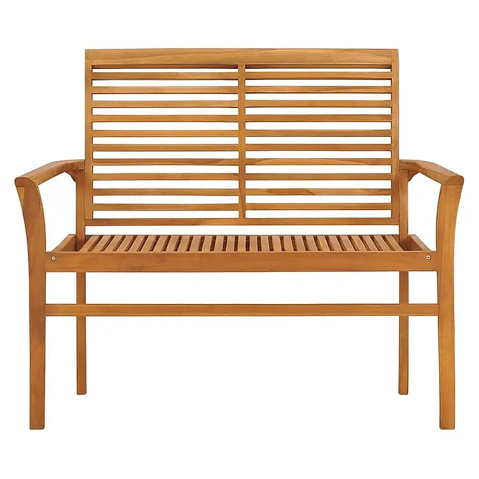 Furnicato Gartenbank Teakholz lackiert - B x T x H: 112 x 55 x 94 cm, Schwarz - Teakholz-Gartenbank mit Lamellenlehne und Armlehnen.