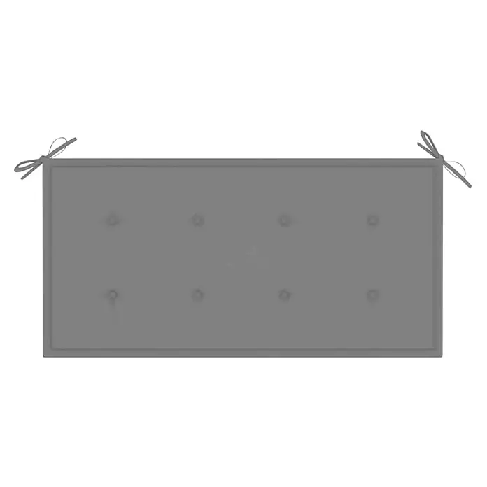 Furnicato Gartenbank Teakholz lackiert - B x T x H: 112 x 55 x 94 cm, Grau - Graues rechteckiges getuftetes Kissen mit Eckbändern.