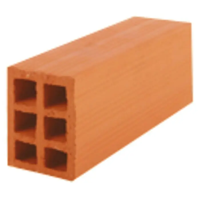 BHS Madrid Ladrillo hueco - 11 x 24 cm, Rojo - Ladrillo rojo con seis agujeros, ideal para proyectos de construcción. Un material robusto para paredes y estructuras.
