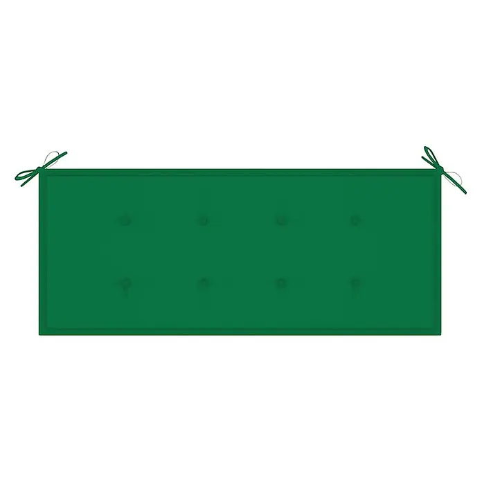 Furnicato Gartenbank Eukalyptusholz geölt - B x T x H: 120 x 60 x 89 cm, Grün - Grünes rechteckiges Kissen mit Bändern und getuftetem Design.