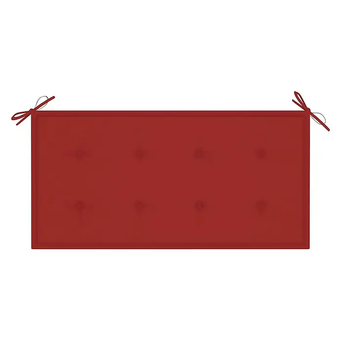 Furnicato Gartenbank Teakholz lackiert - B x T x H: 112 x 55 x 94 cm, Rot - Rotes, rechteckiges, getuftetes Kissen mit Eckbändern.