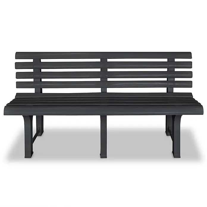 Furnicato Gartenbank Kunststoff Anthrazit - B x T x H: 145,5 x 49 x 74 cm, Anthrazit - Dunkelgraue Latten-Parkbank mit stabilen Beinen, ideal für den Außenbereich.