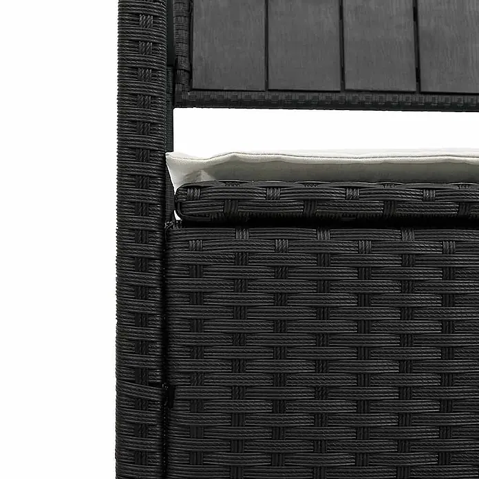 Furnicato Gartenbank PE-Rattan - B x T x H: 111,5 x 54 x 74 cm, Schwarz und Creme - Schwarzes Outdoor-Rattanmöbel mit weißem Kissen.