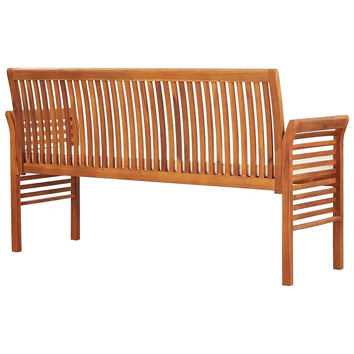 Furnicato Gartenbank Akazien-Massivholz geölt - B x T x H: 150 x 60 x 90 cm, Creme - Braune Gartenbank aus Holz mit Lattenrückenlehne und Armlehnen.