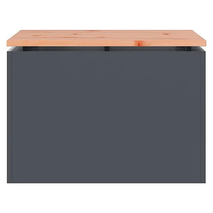 Furnicato Gartenbank Douglasienholz Anthrazit - B x T x H: 40 x 60 x 43 cm, Anthrazit - Anthrazitfarbene Aufbewahrungsbank mit einer Naturholzplatte.