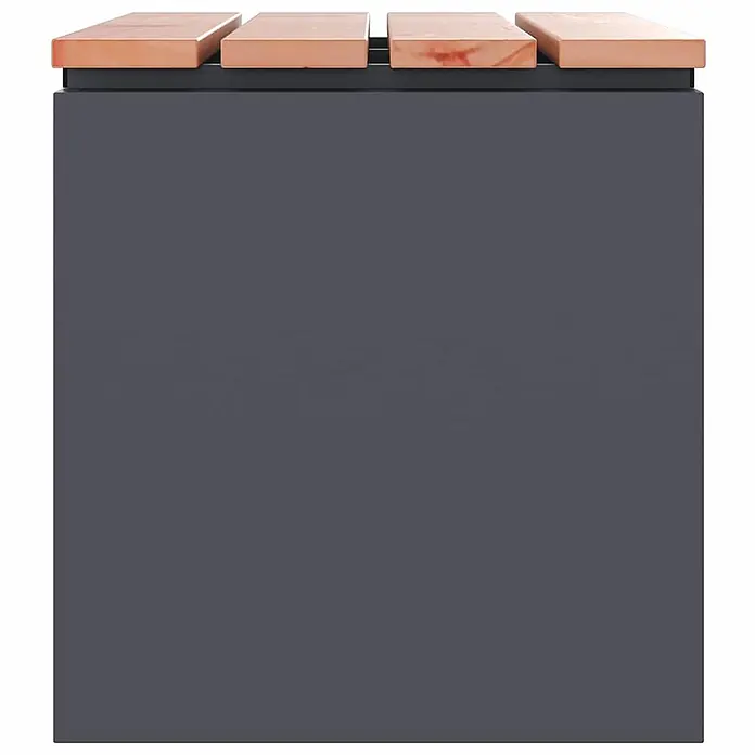 Furnicato Gartenbank Douglasienholz Anthrazit - B x T x H: 40 x 60 x 43 cm, Anthrazit - Dunkelgrauer Pflanzkasten mit hellbrauner Holzlattenabdeckung.