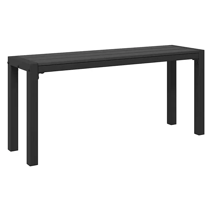 Furnicato Gartenbank Stahl - B x T x H: 28 x 100 x 45 cm, Schwarz - Dunkelgraue, lattenförmige Gartenbank mit stabilen, rechteckigen Beinen.