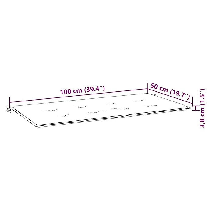 Furnicato Gartenbank - Anthrazit - Rechteckiges Kissen mit Bändern und Maßen: 100x50x3,8 cm (39,4x19,7x1,5 Zoll).