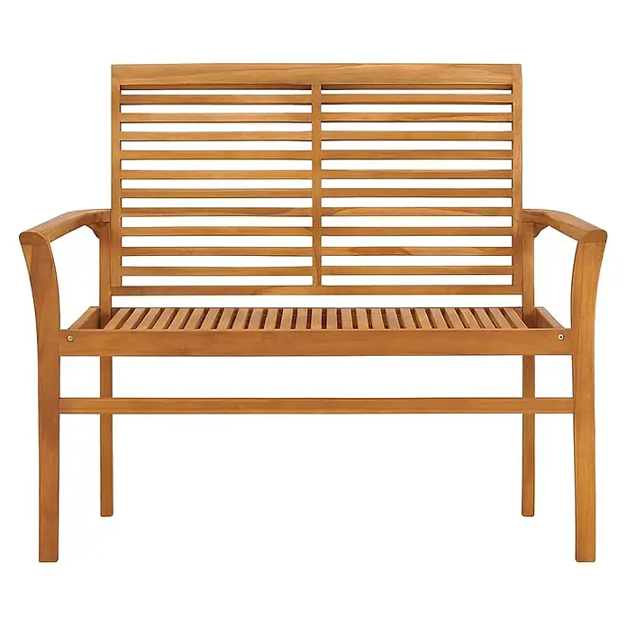 Furnicato Gartenbank Teakholz lackiert - B x T x H: 112 x 55 x 94 cm, Taupe - Teakholz-Gartenbank mit Lattenrost und Armlehnen.