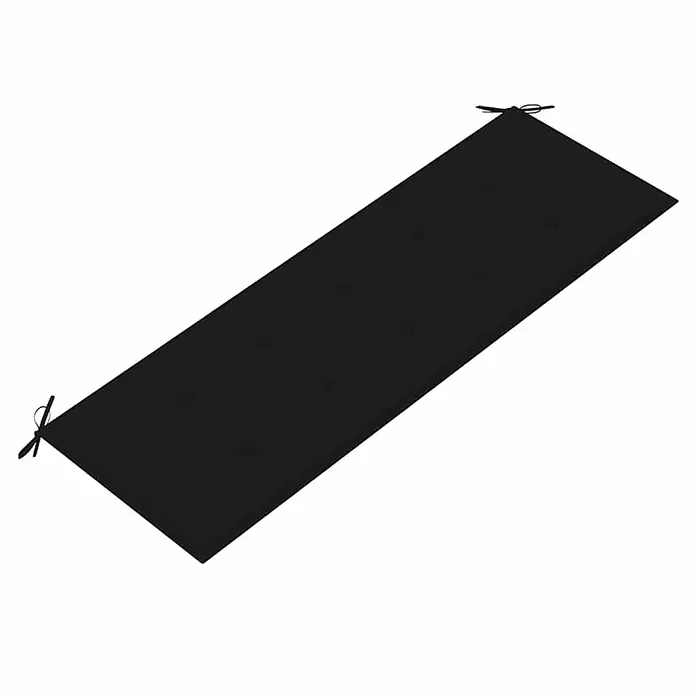 Furnicato Gartenbank Eukalyptusholz geölt - B x T x H: 150 x 60 x 89 cm, Schwarz - Schwarzes rechteckiges Bankkissen mit Bändern an beiden Enden und Knopfheftung.