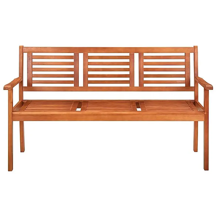 Furnicato Gartenbank Eukalyptusholz geölt - B x T x H: 150 x 60 x 89 cm, Schwarz - Gartensitzbank aus Holz mit Armlehnen in warmem Braunton.