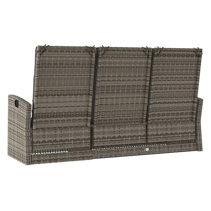 Furnicato Gartenbank PE-Rattan - B x T x H: 95 x 173 x 95 cm, Grau - Graues Rattan-Outdoor-Daybed mit drei individuell verstellbaren Rückenlehnen.