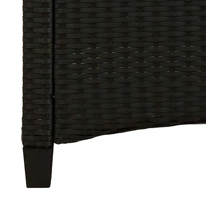 Furnicato Gartenbank pulverbeschichtet - B x T x H: 60 x 105 x 112 cm, Schwarz - Dunkelbraunes geflochtenes Rattan-Möbelseitenteil mit massivem Bein.