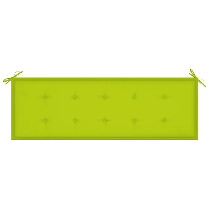 Furnicato Gartenbank Eukalyptusholz geölt - B x T x H: 150 x 60 x 89 cm, Knallgrün - Limettengrünes rechteckiges Bankkissen mit Knöpfen und Bändern an beiden Enden.