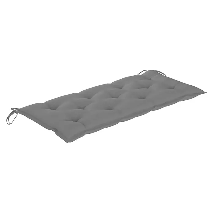 Furnicato Gartenbank Akazienholz geölt - B x T x H: 58 x 120 x 90 cm, Grau - Grau getuftetes Sitzkissen mit Bändern.