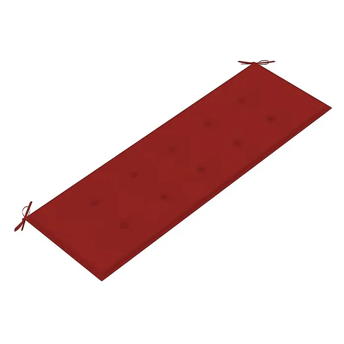 Furnicato Gartenbank Eukalyptusholz geölt - B x T x H: 150 x 60 x 89 cm, Rot - Rechteckiges, dunkelrotes getuftetes Kissen mit Bändern, ideal für eine Bank oder Outdoor-Sitzgelegenheiten.