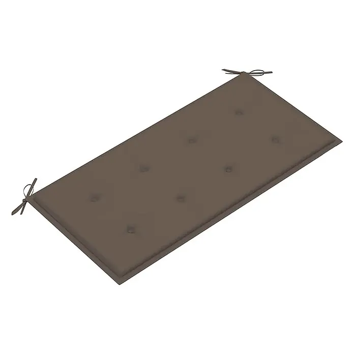 Furnicato Gartenbank Teakholz lackiert - B x T x H: 112 x 55 x 94 cm, Taupe - Braunes gestepptes Bankkissen mit Bändern.