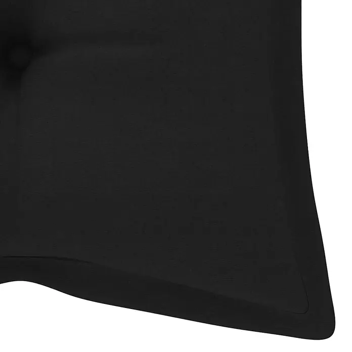 Furnicato Gartenbank Akazienholz geölt - B x T x H: 58 x 120 x 90 cm, Schwarz - Schwarzes getuftetes Kissen aus strukturiertem Stoff.