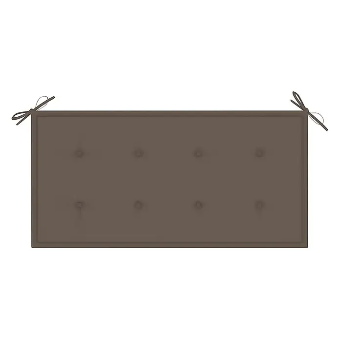 Furnicato Gartenbank Teakholz lackiert - B x T x H: 112 x 55 x 94 cm, Taupe - Braunes, getuftetes Bankkissen mit Bändern.