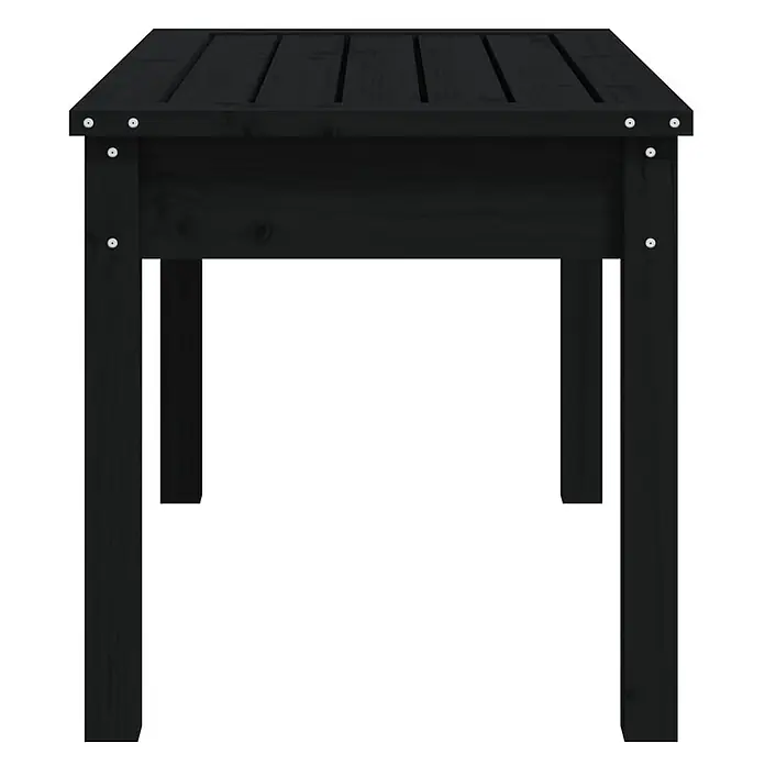 Furnicato Gartenbank Kiefer-Massivholz - B x T x H: 80 x 44 x 45 cm, Schwarze Kiefer - Schwarz lackierter Holztisch mit Lattenplatte.