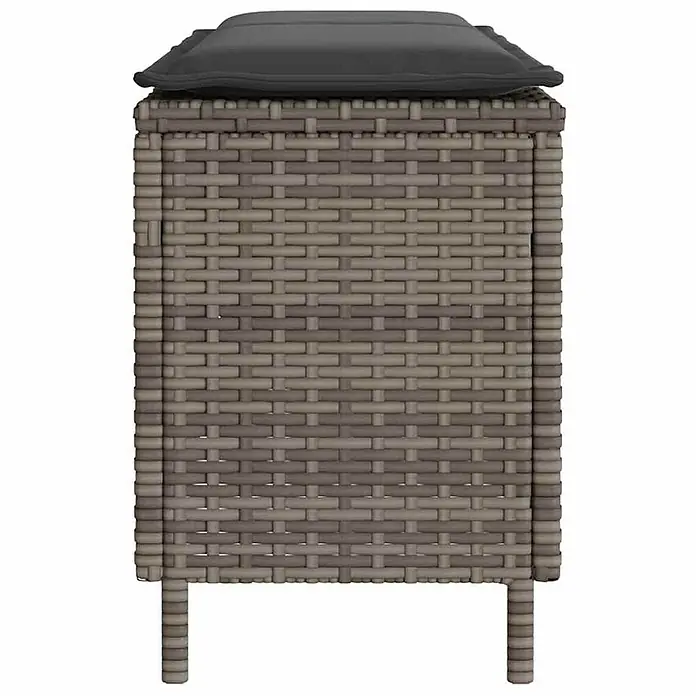 Furnicato Gartenbank PE-Rattan - B x T x H: 110 x 30 x 40,5 cm, Grau und Dunkelgrau - Grau-brauner Polyrattan Outdoor-Ottomane mit dunkelgrauem Kissen.