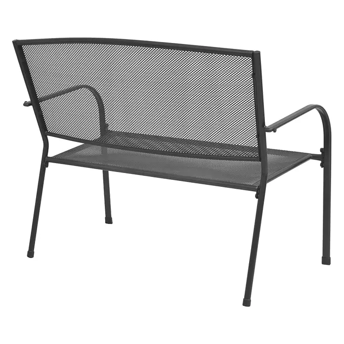 Furnicato Gartenbank pulverbeschichtet Anthrazit - B x T x H: 108 x 60 x 88 cm, Anthrazit - Dunkelgraue Metall-Gartenbank mit Netzrückenlehne und Sitzfläche für den Außenbereich.