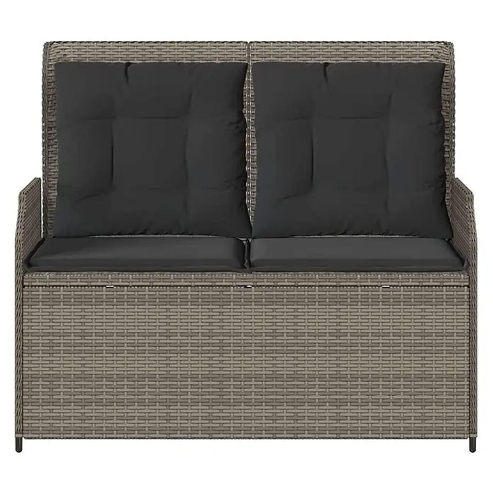 Furnicato Gartenbank - B x T x H: 95 x 95 x 95 cm, Grau - Graue Polyrattan 2-Sitzer Gartenbank mit dunkelgrauen Kissen und Stauraum.